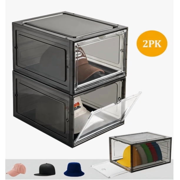 2 Piezas Cajas Organizadoras Apilables Color Negro Para Zapatos Tenis gorras Y Ropa Modelo Negro