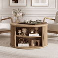 thumbnail image 5 of JOINICE Round Coffee Table with Lift Top,Mid Century Modern Wood Center Table with Storage and Shelf,for Living Room,Oak, 5 of 8