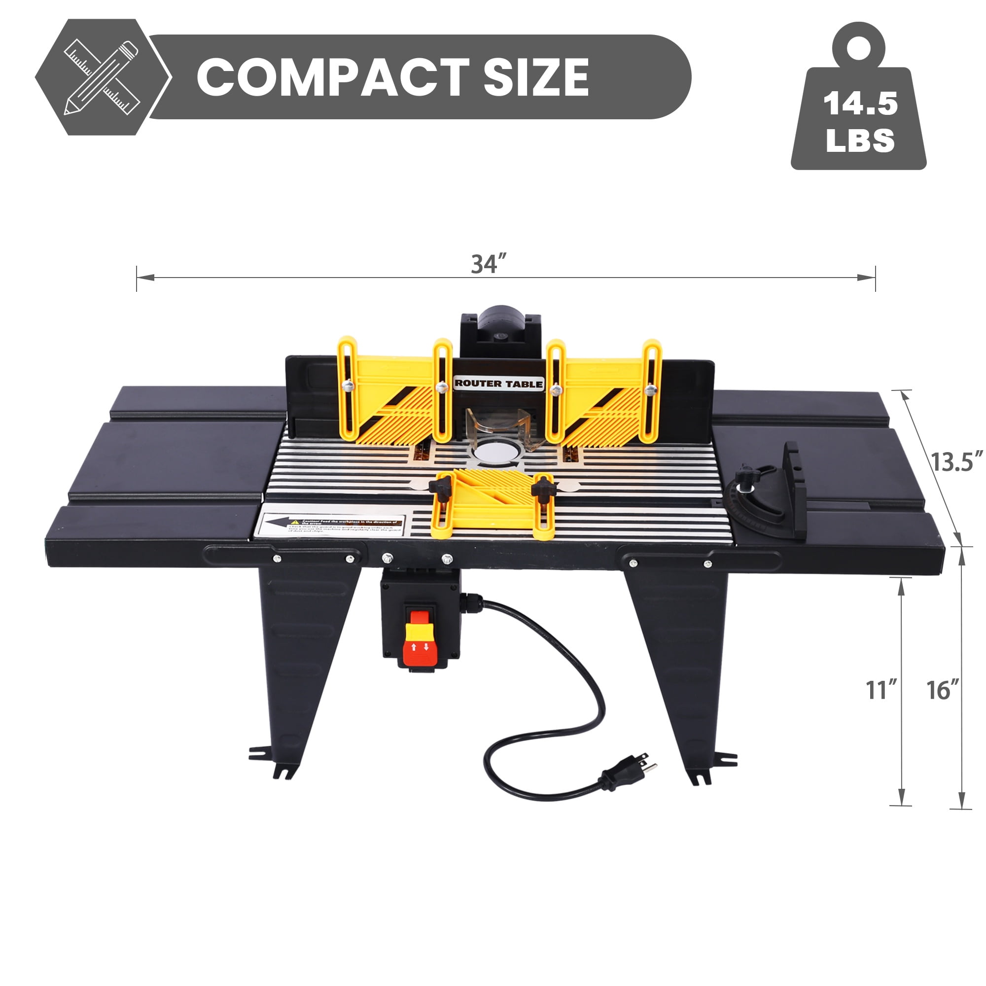 Router Table, Electric Router Table for Woodworking, Compact Benchtop Table with Heavy-Duty Aluminum Construction, Craftsman Table for Precision Cutting