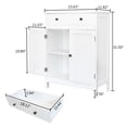 thumbnail image 3 of Hassch Multi-Purpose Freestanding Cabinet w/ Storage Drawer, Classic White MDF Cabinet with Double Doors & Bronze Handle, for Bathroom Dining Room Porch, 3 of 8