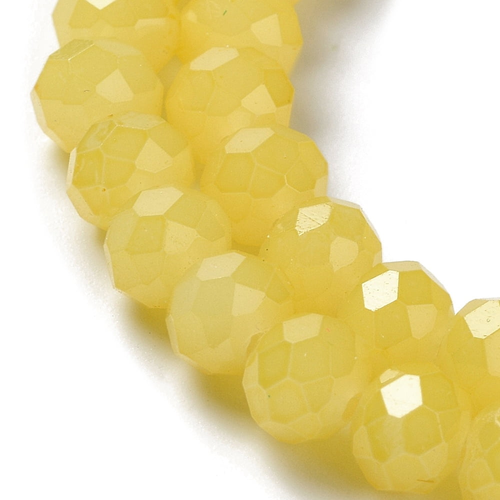 Baking Painted Imitation Jade Glass Bead Strands Faceted Rondelle Yellow 6x5mm Hole: 1.2mm about 85pcs/strand 16.73''(42.5cm)