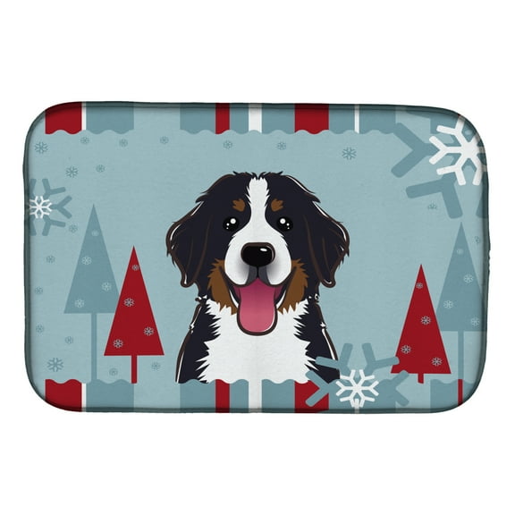 Carolines Treasures BB1733DDM Winter Holiday Bernese Mountain Dog Dish Drying Mat 14 x 21" multicolor