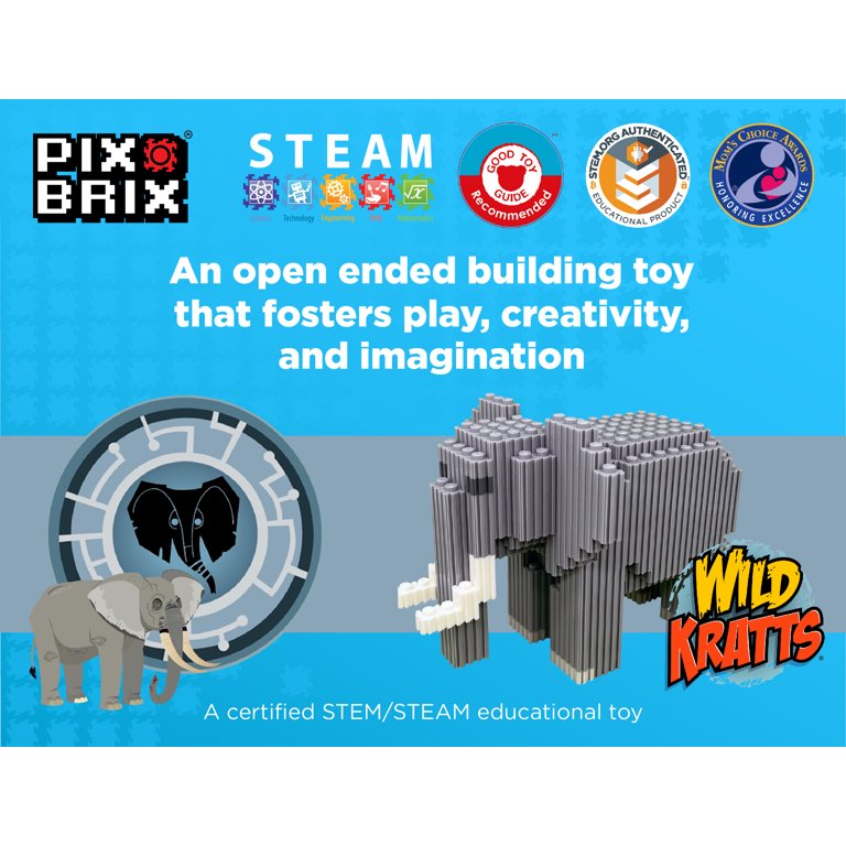 Pix Brix Wild Kratts Pixel Art Kit African Elephant, 906 Pieces