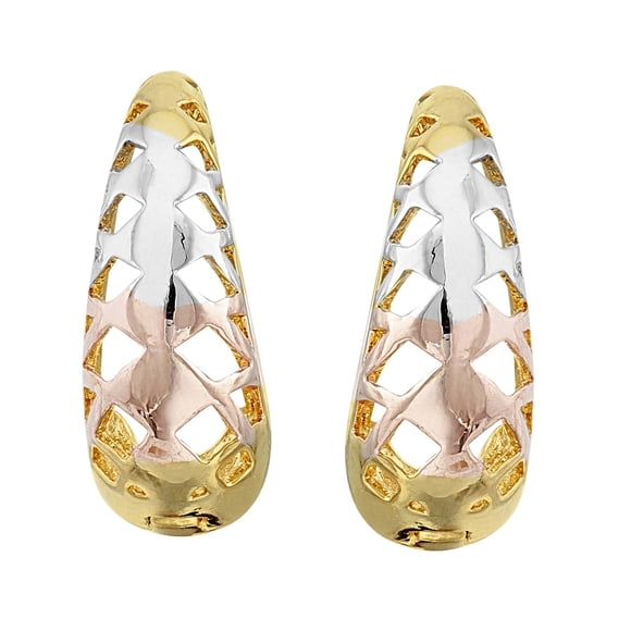 Arete Huggie Filigrana 3 Colores Chapa de Oro 18K Horoz WH788