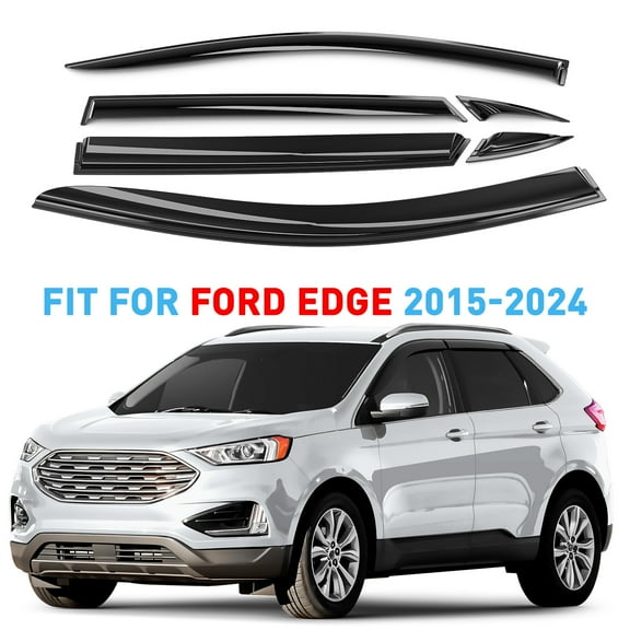 GrandWheel Co Window Deflectors Smoke Tinted Tape-On Side Window Vent Visor Deflectors Rain Guards Compatible with Ford Edge 2015-2025 - 6 pcs. GW0962