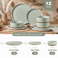 thumbnail image 5 of Onader Dinnerware Sets for 4, 12-Piece Plates and Bowls Set, Stoneware Dinning Ware Set for Kitchen, Dishwasher & Microwave Safe, Mild Green, 5 of 7
