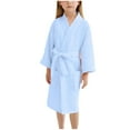 thumbnail image 2 of Kids' Long Sleeve Hooded Bath Towel Robe with Pocket, Absorbent Polyester-Spandex Blend for Bath, Pool, and Beach, 2 of 7