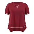 thumbnail image 4 of DARING DIVA Women's Plus Crew Neck Short Sleeve Loose Knit Blouse Tops 1X Burgundy, 4 of 6