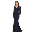 thumbnail image 5 of Women's Adora Design 3233 Long Sleeve Lace Applique Fitted Bodycon Formal Gown Emerald Green Size XL, 5 of 5