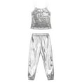thumbnail image 3 of TiaoBug Kids Girls Gymnastics Sports Workout Clothes Set Sequins Tank Top with Pants Ballet Dance Performance Costume Silver 10, 3 of 7