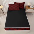 thumbnail image 4 of Homewish Boho Skull Skeleton Zipper Full Size Comforter Sets with Fitted Sheet and 2 Pillowcases,Retro Red Damask Zipper Bedding Set,Halloween Bed Set,Black Reversible,4pcs, 4 of 8