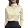 thumbnail image 2 of Ailaofu Womens Dressy Business Casual Blouse Pleated Long Sleeve Tops Satin Work Shirt Spring Outfits 2026, 2 of 7