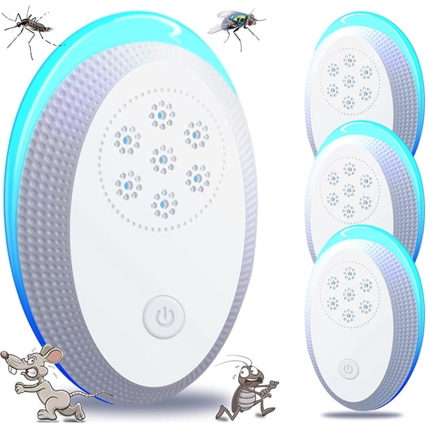 Tapones repelentes ultrasónicos para mosquitos, juego de 4 repelentes ultrasónicos para ratones y moscas para repeler arañas, mosquitos, ratas y cucarachas