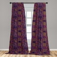 thumbnail image 4 of Ambesonne Vintage Curtains, Floral Paisley Boho Artwork, Pair of 28"x95", Purple Dark Orange, 4 of 4