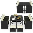 thumbnail image 2 of Costway 11 Pieces Patio Dining Set Space-saving Wicker Chairs & Tempered Glass Table, 2 of 11