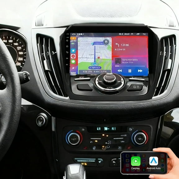 Gsuatey 4 64GB Car Radio for Ford Escape 2013-2019, 9" Touch Screen Car Stereo with Carplay Android Auto w/WiFi GPS Navigation Bluetooth FM SWC Backup Camera