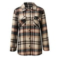 thumbnail image 5 of DondPO Jackets For Women Women Fall Long Sleeve Long Plaid Shirt Button Lapel Oversized Casual Blouse with Procket Plaid Shirts For Women Flannel Jacket Women Orange S Clearance！, 5 of 8