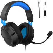 FONHAID Gaming Headset for PS5, PS4, PC, Laptop, Switch, MAC, Xbox Headset with Noise Canceling Microphone, Wired Over-Ear Headphones with Bass Surround, Ultralight Weight, Black&Blue