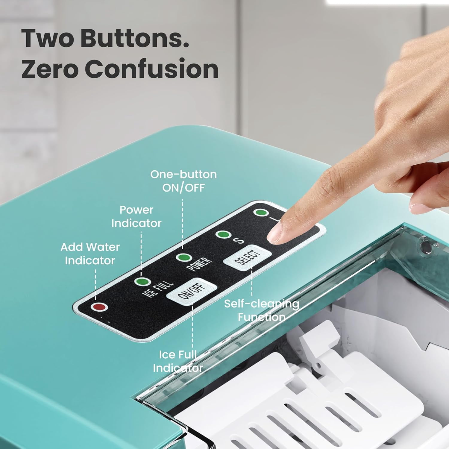 MoifoiIce Maker Countertop , Portable Ice Machine 26.5lbs/24H, Ready in 6 Mins/9 Pcs with Self-Cleaning Green