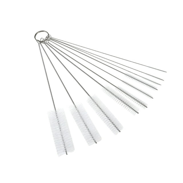 10 Pcs/ensemble Brosses de Nettoyage pour Pailles en Acier Inoxydable Brosse en Nylon pour Nettoyer les Pailles (Blanc)