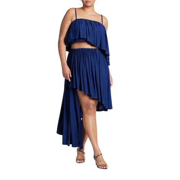 ELOQUII Women's Plus Size Cascading Asym Skirt
