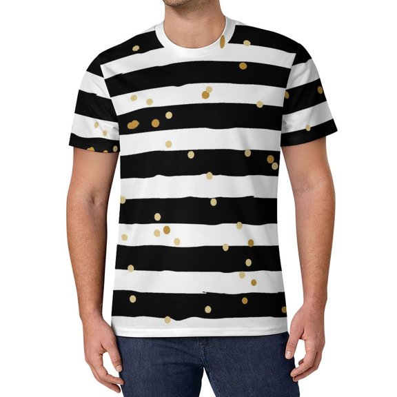 T Shirt For Men Striped Polka Dot Green And White Retro Men Awesome Tshirt Original Short Sleeve Pat