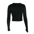 thumbnail image 5 of Blotona Women Juniors Long Sleeve Tops Round Neck Basic Slim Fit T-Shirt Solid Color Casual Base Tees Simple Style Pullover Tops for Teen Girls, 5 of 6