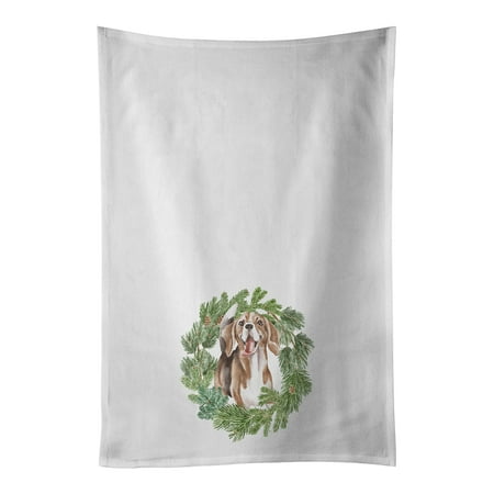 

Beagle Smiling Christmas Wreath White Kitchen Towel Set of 2 19 in x 28 in