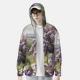 thumbnail image 2 of KLL Lilas Théière Peinture Scénique Imprimée Hommes Femmes UPF 50+ Protection Solaire Veste à Capuche Manches Longues Pêche Randonnée Performance-Petit, 2 of 7