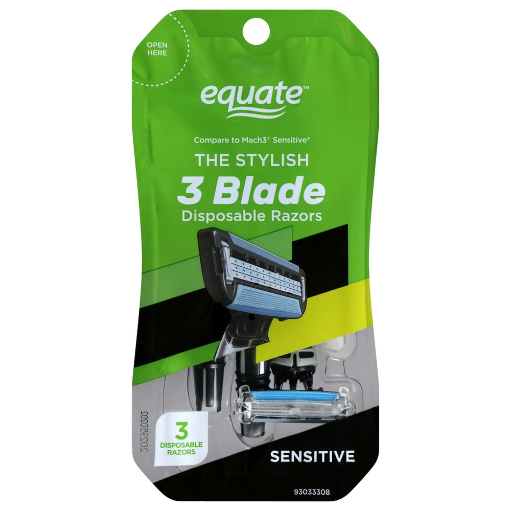 Equate The Stylish 3 Blade Disposable Razors for Men, 3 count Walmart
