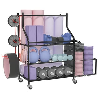Mythinglogic Yoga Mat Storage Racks, Home Gym Storage Rack for Dumbbells,  Foam Roller, Yoga Strap and Resistance Bands, Yoga Mat Holder, Workout
