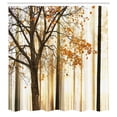 thumbnail image 2 of Ambesonne Autumn Shower Curtain, Bare Branches Fall Leaves, 69"Wx75"L, Taupe Orange, 2 of 4