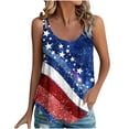 thumbnail image 2 of SOOMLON Usa Flag Loose Tank Tops for Women Eyelet Spaghetti Strap Distressed Red White and Blue Shirts Crew Neck Fourth of July Tops Sleeveless Funny T-Shirt Loose Fitting Tee Blouse Apparel, 2 of 6