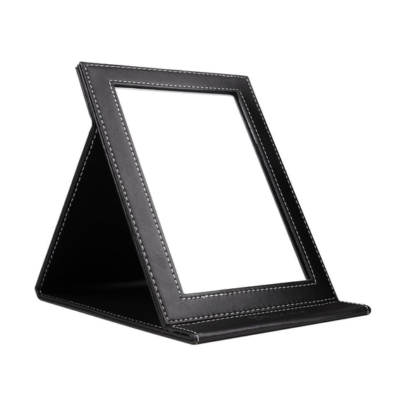 Mini Folding Mirror Portable Travel PU Portable Adjustable Rectangular Ultrathin Vanity Mirror with Stand, for Travel, Camping,Home