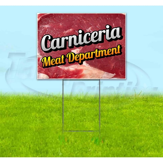 Carniceria Meat Department (18" x 24") Yard Sign, Includes Metal Step Stake