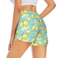 thumbnail image 3 of Vsdgher Yellow Lemon Print Women's Running Double Layer Shorts High Waisted with Pockets Elastic Yoga Workout Athletic Gym Sports, 3 of 8