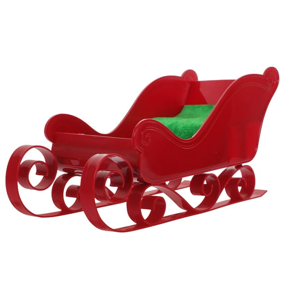 GAXIRE Holiday Red Christmas Sleigh Ornament Plastic Desktop Decoration Festive Home Decor