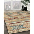 thumbnail image 3 of Ahgly Company Machine Washable Indoor Square Abstract Gold Brown Area Rugs, 5' Square, 3 of 7