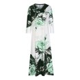 thumbnail image 4 of Herrnalise Women's Casual V-Neck Button Mid-Length Sleeve Printed Long Dresses S-4XL, 4 of 6