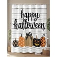 thumbnail image 4 of Fsddascl Happy Halloween Shower Curtain Set - Extra Long 72" x 96" Washable Bathtub Curtain with 12 Hooks, Dot Pumpkins Holiday Wooden Plank Waterproof Fabric Stall Shower Curtains for Bathroom, 4 of 6