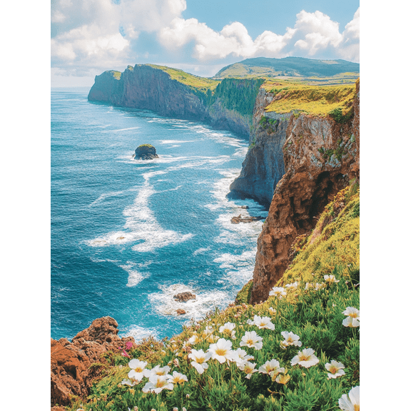 Ocean Coastline Cliff Landscape Canvas Print/Wall Art, Perfect for Living Room, Bedroom, Office, Bathroom, and Hotel Decoration