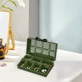 thumbnail image 5 of 5.3x3.4x1.5 Inch 8-Compartment Portable Jewelry Box Plastic Earrings Storage Organizer Mini Storage Case with Dividers （Green）, 5 of 6