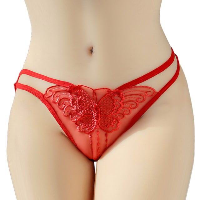 Panty Sexy Gibobby Ajuste Calzoncillos Cintura Malla para Mujer Color Sólido Rojo L