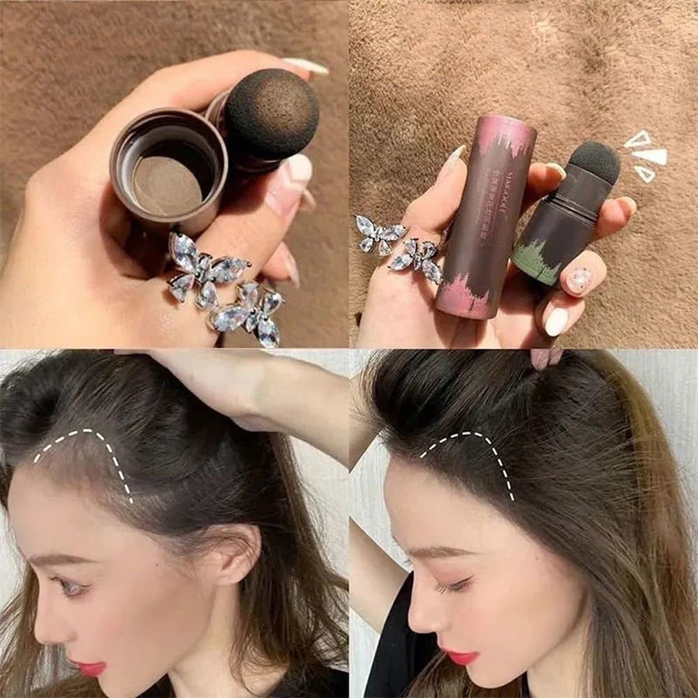 Hairline Powder Stick, 2PCS Hair Shadow Powder Root Touch Up Powder,  Waterproof Hair Shading Sponge Pen Hair Filler Powder for Cover Gray Hair  Root, Hair Touch-Up, Thin Hair(Black) 