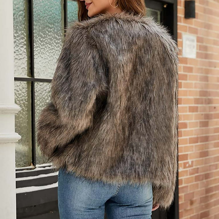 Women Fluffy Faux Fur Coat Cropped Jacket Puffer Jacket Zip Up Winter Warm Fuzzy Open Front Jacket for Dress - Walmart.com Women Fluffy Faux Fur Coat Cropped Jacket Puffer Jacket Zip Up Winter Warm Fuzzy Open Front Jacket for Dress - Walmart.com