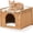 Natural, variant on Cat Bed with Ears - Handwoven Rattan Cat Cave House for Indoor Kittens, Foldable Hideaway with 2 Removable Cushions, 16.5x16.5x13.2 Inch Natural Pet Cube for Living Room/Bedroom Brown