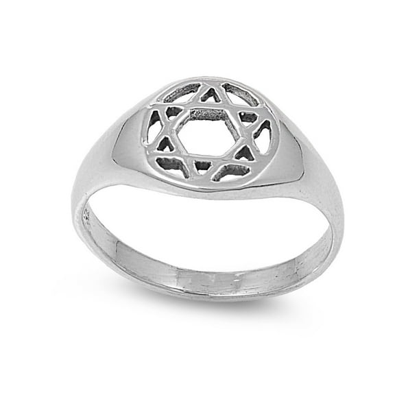 925 Sterling Silver Wicca As Above So Below Hexagram Ring Size 4