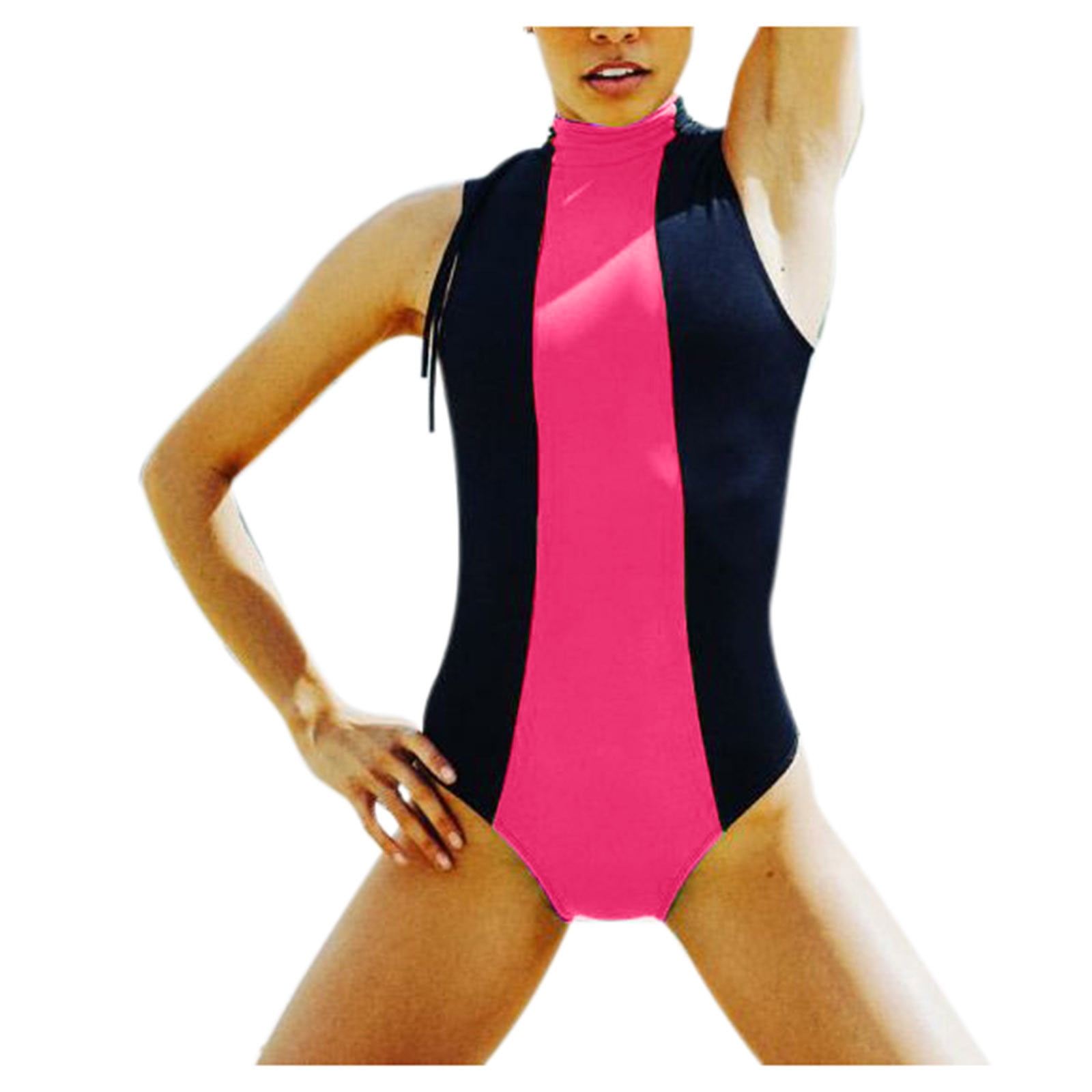 Ouneed Ouneed Womens One Piece Zipper Bikini Fluorescent Color Blocking Swimsuit Walmart Com Walmart Com