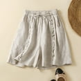 thumbnail image 2 of JIKNTTR Women's Linen Shorts Women's Summer Linen High Waist Wide Leg Shorts With Ruffled Hem Retro Vintage Style Casual Loose Fashion Trendy Shorts, 2 of 5