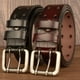 thumbnail image 3 of Matsuzay Cinturón de cuero para hombre, hebilla doble, cintura ahuecada, informal, de lujo, de Metal, Retro, para Jeans, vaquero, negocios, hogar Suministros de marroquinería Color café 120cm Matsuzay HA083923-06, 3 of 6